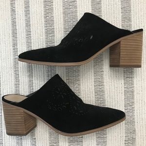 Black suede mules